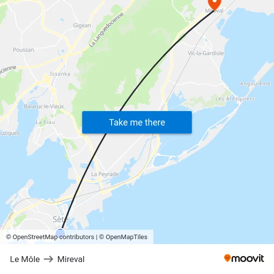 Le Môle to Mireval map