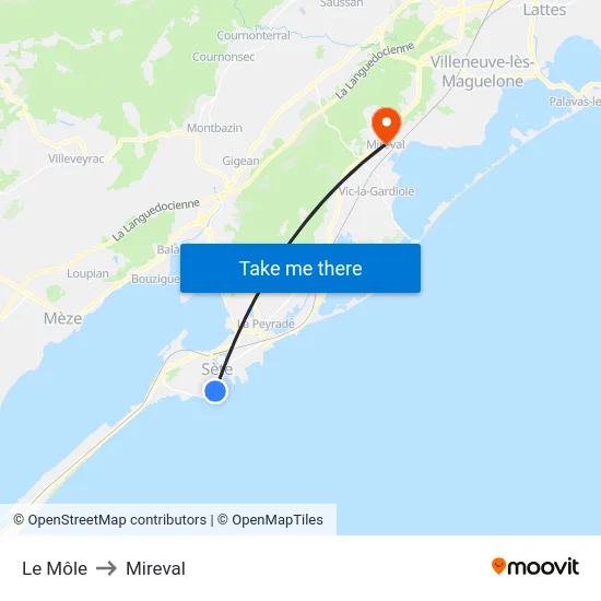 Le Môle to Mireval map