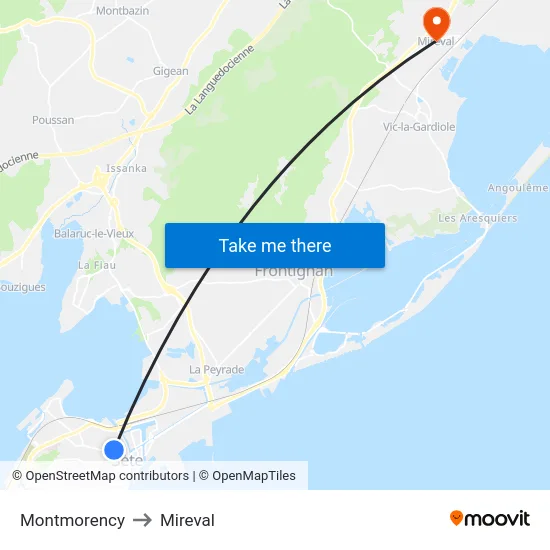 Montmorency to Mireval map