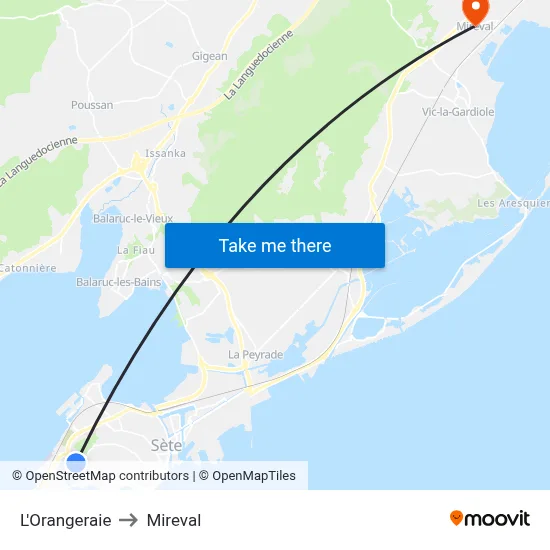 L'Orangeraie to Mireval map
