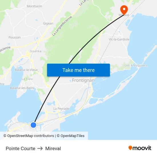 Pointe Courte to Mireval map
