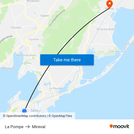 La Pompe to Mireval map