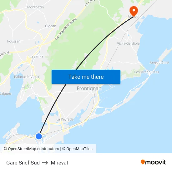 Gare Sncf Sud to Mireval map