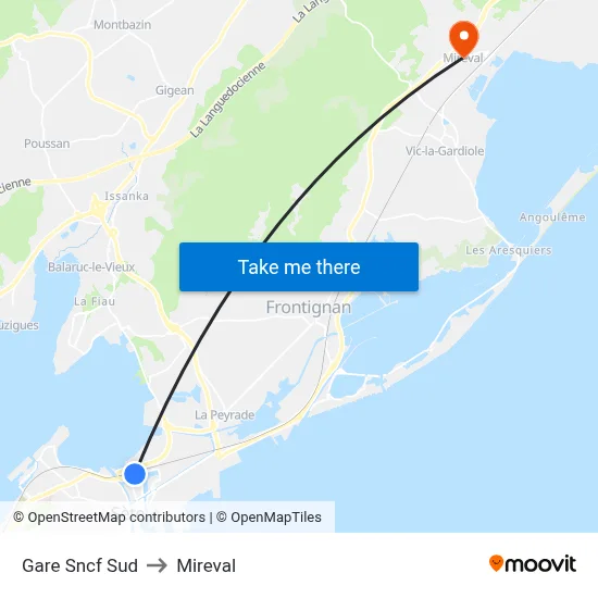 Gare Sncf Sud to Mireval map
