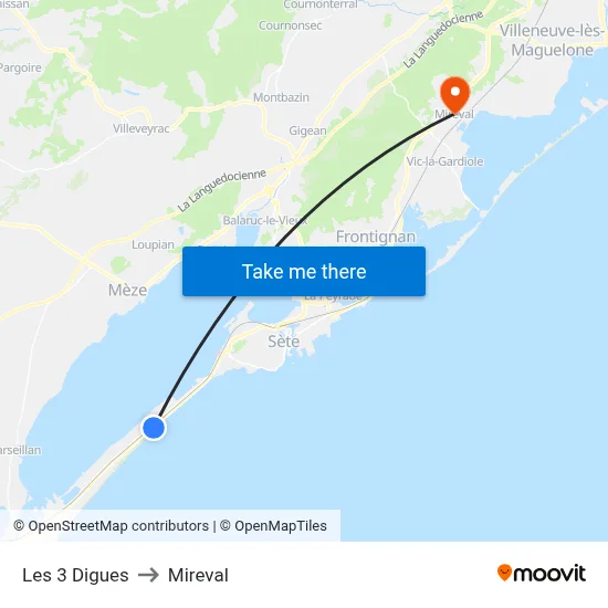 Les 3 Digues to Mireval map