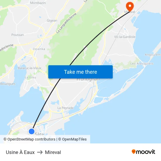 Usine À Eaux to Mireval map