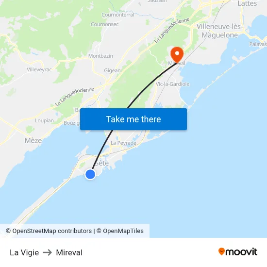 La Vigie to Mireval map
