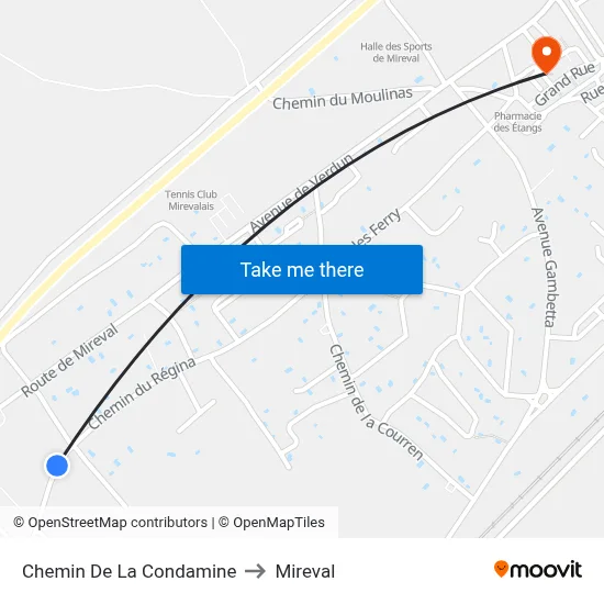 Chemin De La Condamine to Mireval map