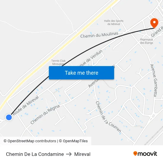 Chemin De La Condamine to Mireval map
