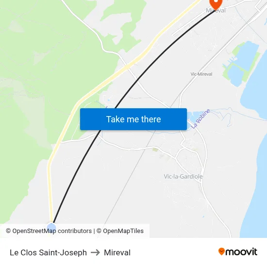 Le Clos Saint-Joseph to Mireval map
