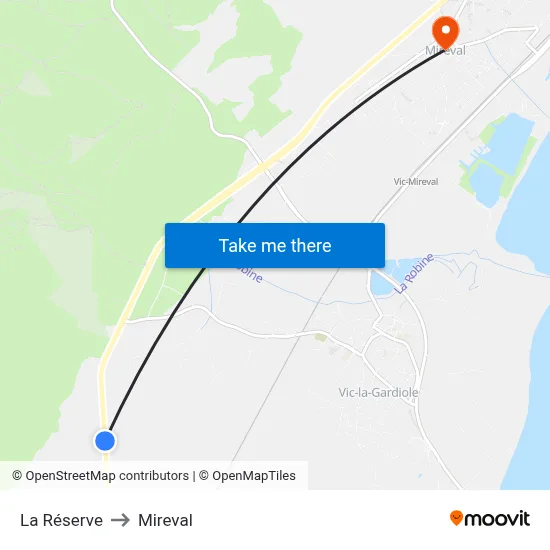 La Réserve to Mireval map