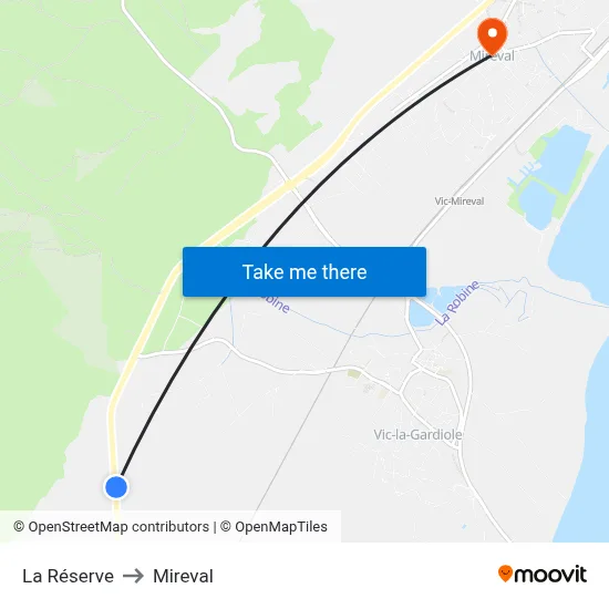 La Réserve to Mireval map