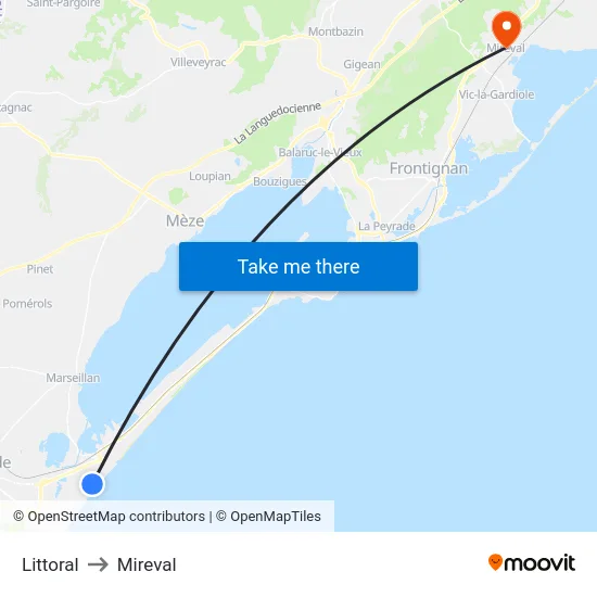 Littoral to Mireval map