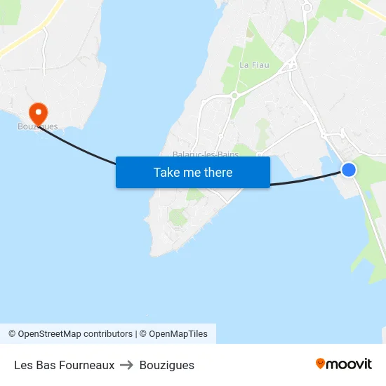 Les Bas Fourneaux to Bouzigues map