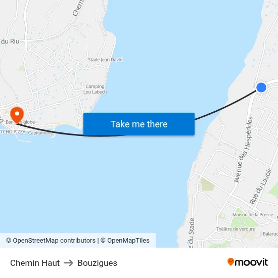 Chemin Haut to Bouzigues map