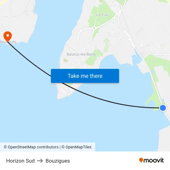 Horizon Sud to Bouzigues map