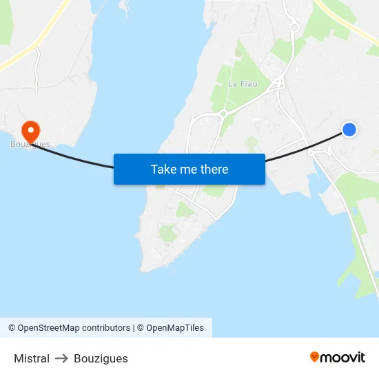 Mistral to Bouzigues map