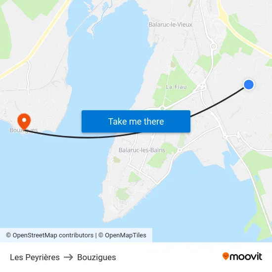 Les Peyrières to Bouzigues map