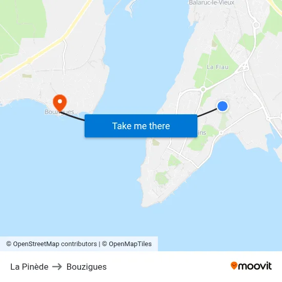 La Pinède to Bouzigues map
