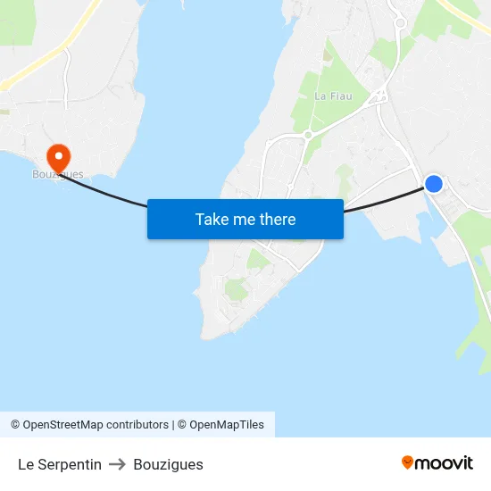 Le Serpentin to Bouzigues map