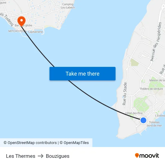 Les Thermes to Bouzigues map