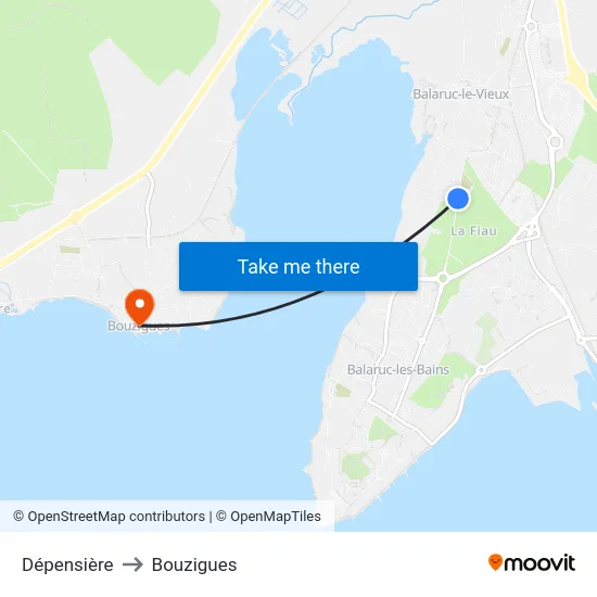 Dépensière to Bouzigues map