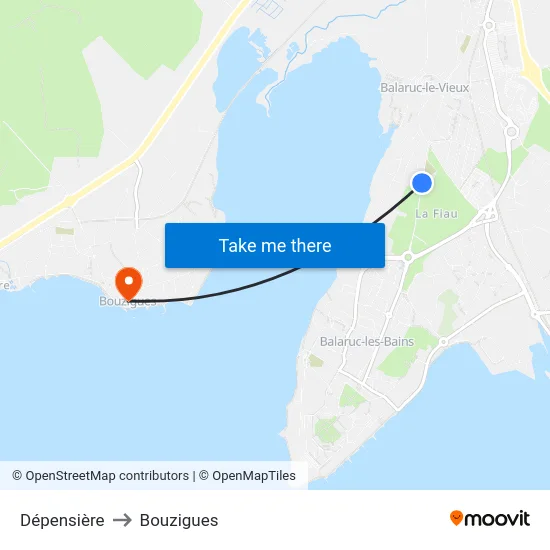 Dépensière to Bouzigues map