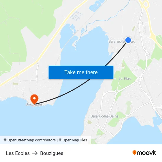 Les Ecoles to Bouzigues map
