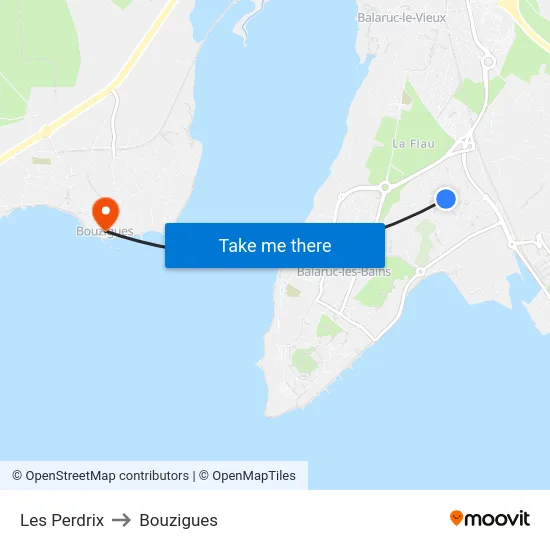 Les Perdrix to Bouzigues map