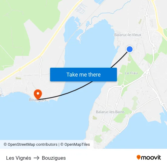 Les Vignés to Bouzigues map
