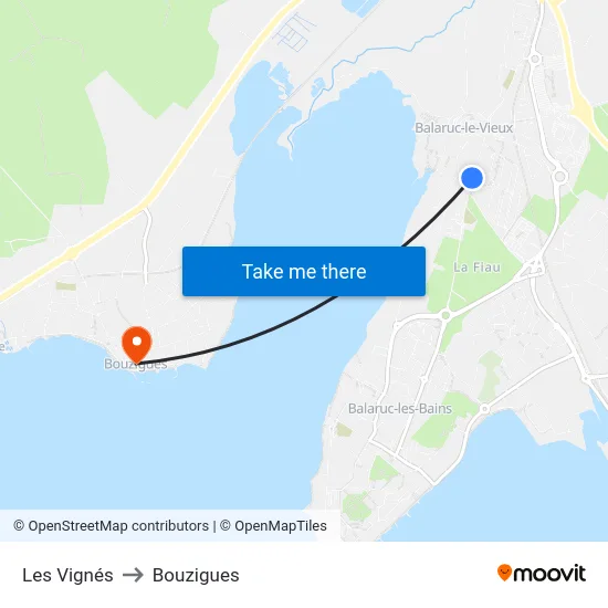Les Vignés to Bouzigues map