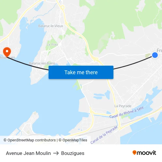 Avenue Jean Moulin to Bouzigues map