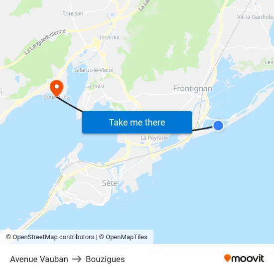 Avenue Vauban to Bouzigues map