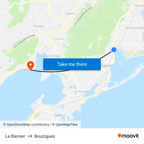 Le Barnier to Bouzigues map