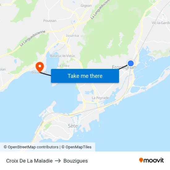 Croix De La Maladie to Bouzigues map