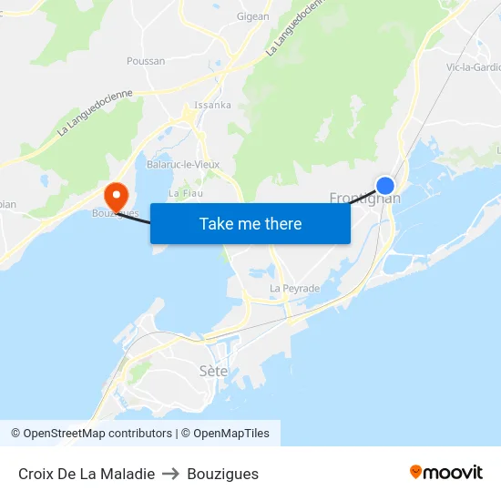 Croix De La Maladie to Bouzigues map