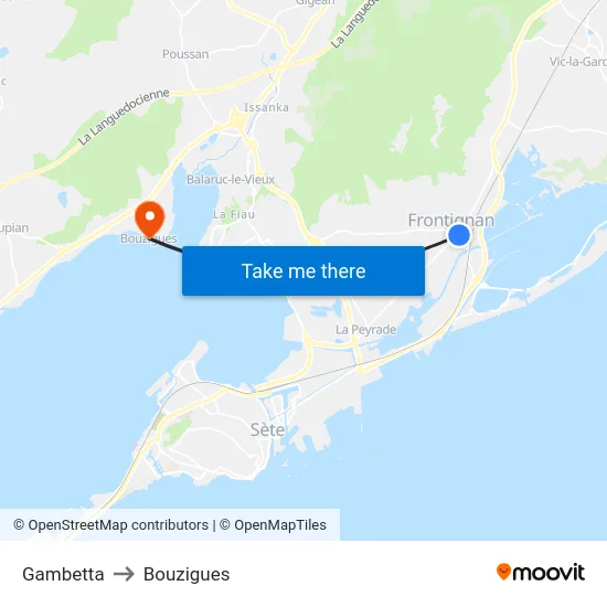 Gambetta to Bouzigues map