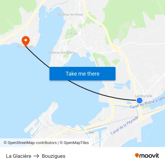 La Glacière to Bouzigues map