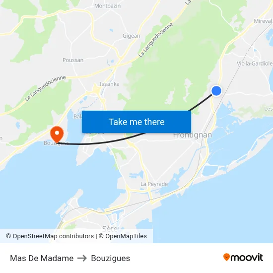 Mas De Madame to Bouzigues map