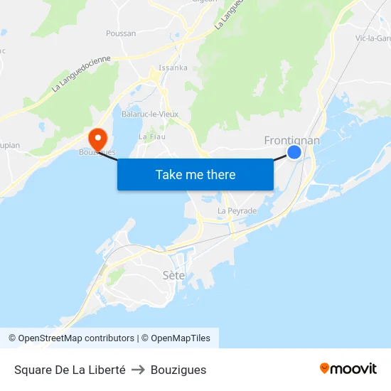 Square De La Liberté to Bouzigues map
