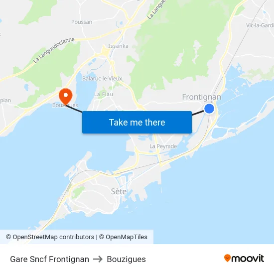 Gare Sncf Frontignan to Bouzigues map