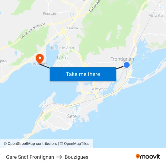 Gare Sncf Frontignan to Bouzigues map