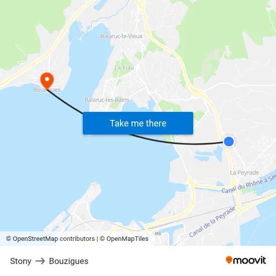 Stony to Bouzigues map