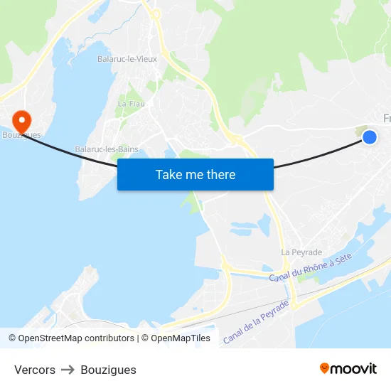 Vercors to Bouzigues map