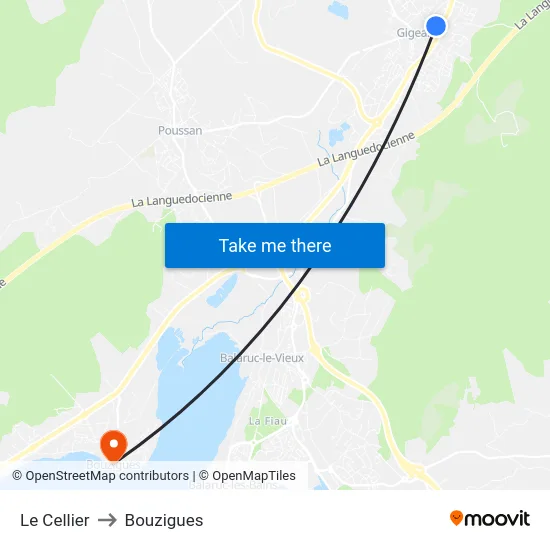 Le Cellier to Bouzigues map