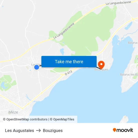 Les Augustales to Bouzigues map