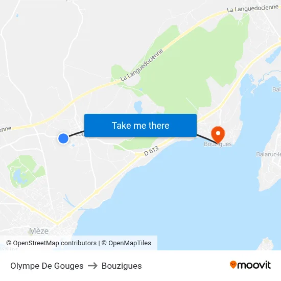 Olympe De Gouges to Bouzigues map