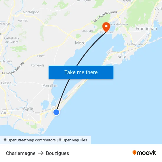 Charlemagne to Bouzigues map