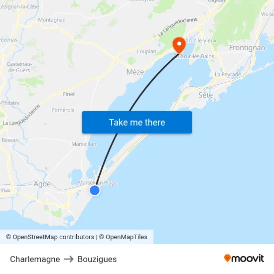 Charlemagne to Bouzigues map