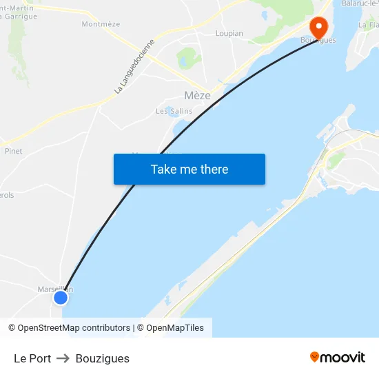 Le Port to Bouzigues map